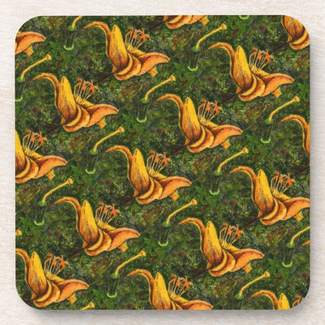 "Wild lily tiled Pattern" Blumenmuster Untersetzer (Vorderseite)