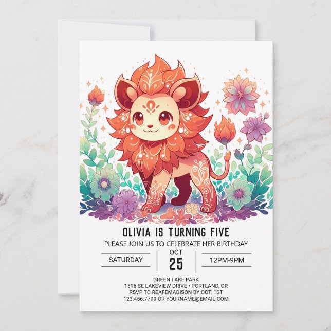 Wild Lion Digital Geburtstag Einladung (Vorderseite)