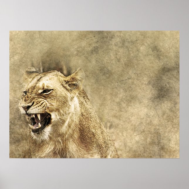 Wild Lion Safari Jungle Artwork Foto Poster (Vorne)