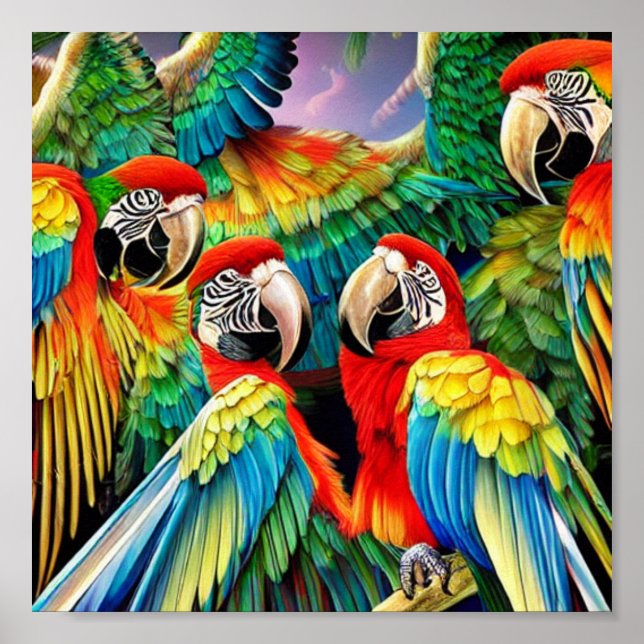 Wild Macaw Birds Poster (Vorne)