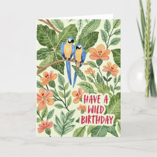 Wild Macaw Jungle Birthay Card Feiertagskarte