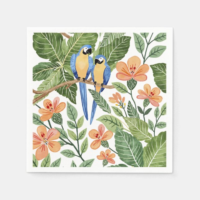 Wild Macaw Jungle Tropical Watercolor Serviette (Vorderseite)