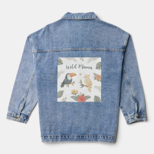 Wild Mama Dschungel Tropische Geburtstags-Denimjac Jeansjacke