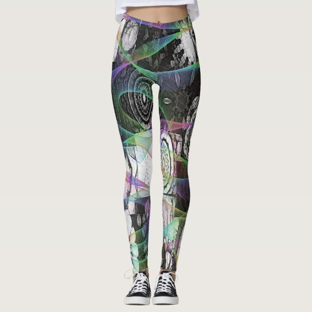 Wild Mandela Abstrakt Designer Leggings (Vorderseite)