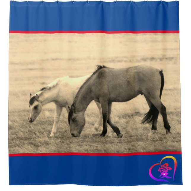 WILD MARE and FOAL ONAQUI HERD Duschvorhang (Vorderseite)
