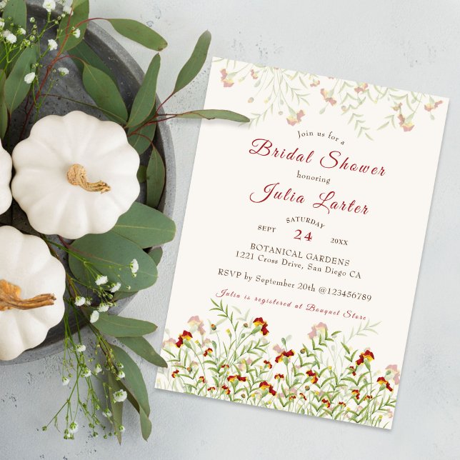 Wild Marigold Blume Foliage Brautparty Einladung (Von Creator hochgeladen)