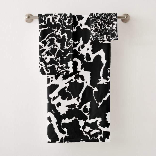 Wild Marmor 3 - Schwarz/Weiß Badhandtuch Set (Insitu)