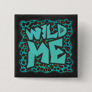 Wild Me Brown und Aquamarin Leopard Design Button