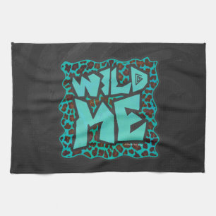 Wild Me Brown und Aquamarin Leopard Design Handtuch