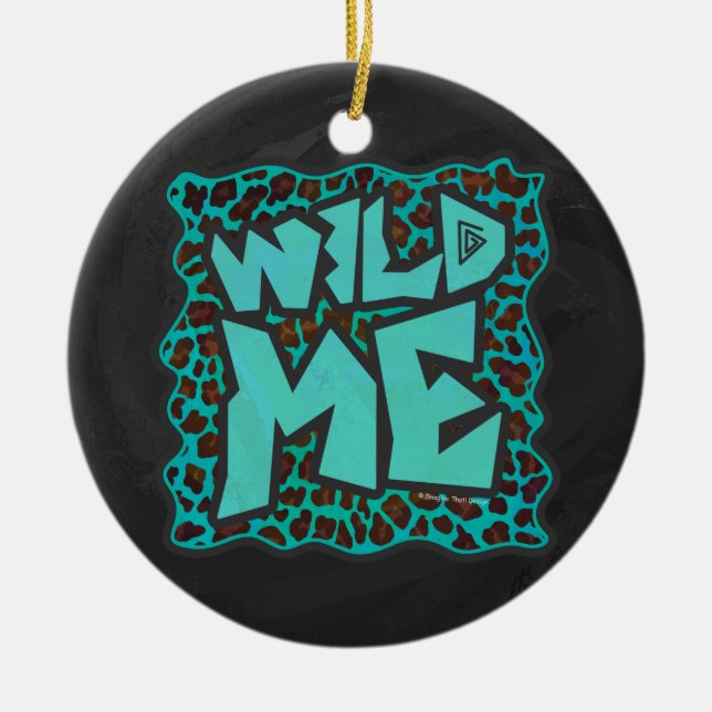 Wild Me Brown und Aquamarin Leopard Design Keramik Ornament (Vorne)