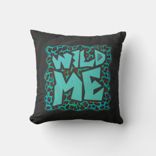 Wild Me Brown und Aquamarin Leopard Design Kissen