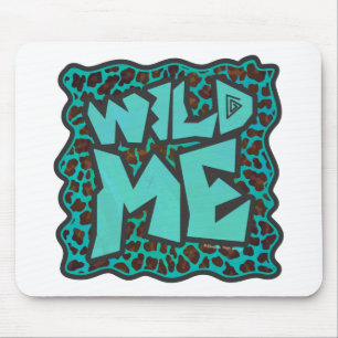 Wild Me Brown und Aquamarin Leopard Design Mousepad