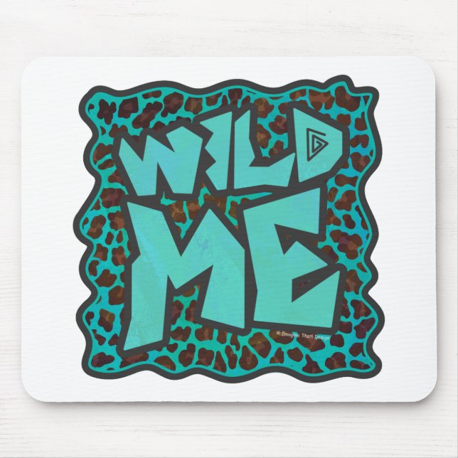 Wild Me Brown und Aquamarin Leopard Design Mousepad (Vorne)