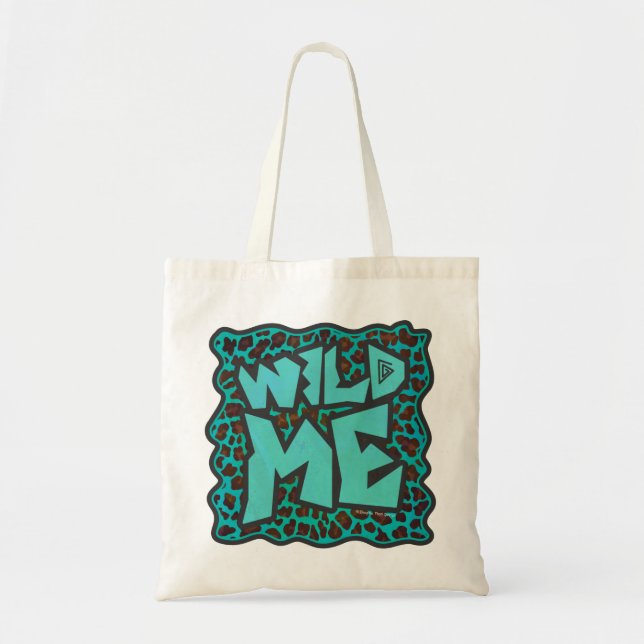 Wild Me Brown und Aquamarin Leopard Design Tragetasche (Vorne)