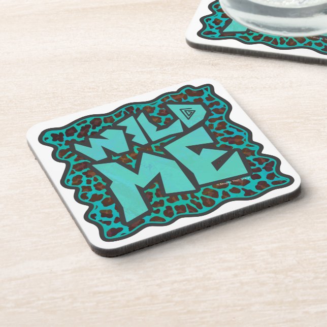 Wild Me Brown und Aquamarin Leopard Design Untersetzer (Linke Seite)