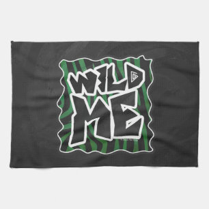 Wild Me Green and Black Zebra Pattern Geschirrtuch