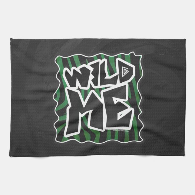 Wild Me Green and Black Zebra Pattern Geschirrtuch (Horizontal)