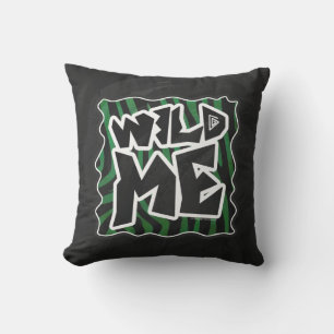 Wild Me Green and Black Zebra Pattern Kissen