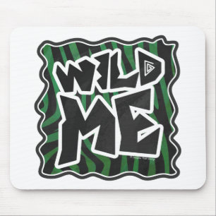 Wild Me Green and Black Zebra Pattern Mousepad