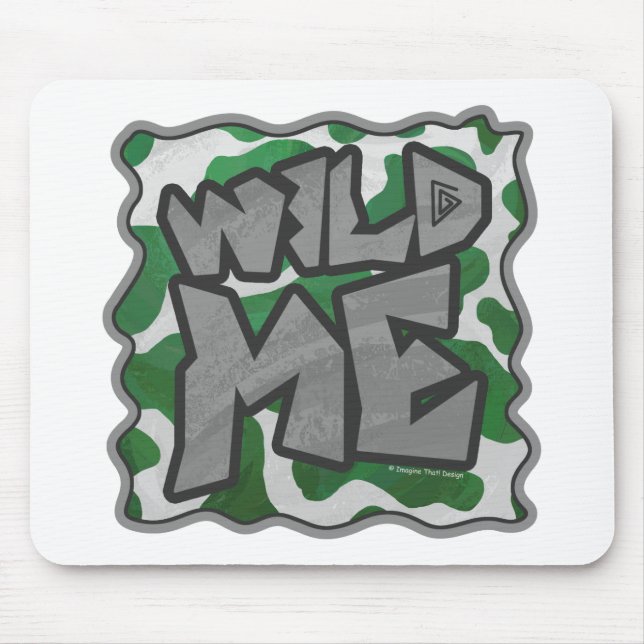 Wild Me Kuh Grün und Weiß Mousepad (Vorne)