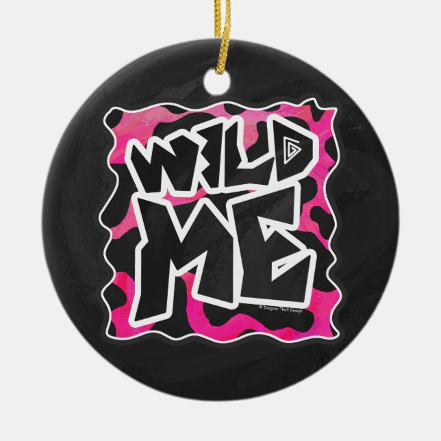 Wild-Me-Kuh rosa und weiß Keramikornament (Vorne)