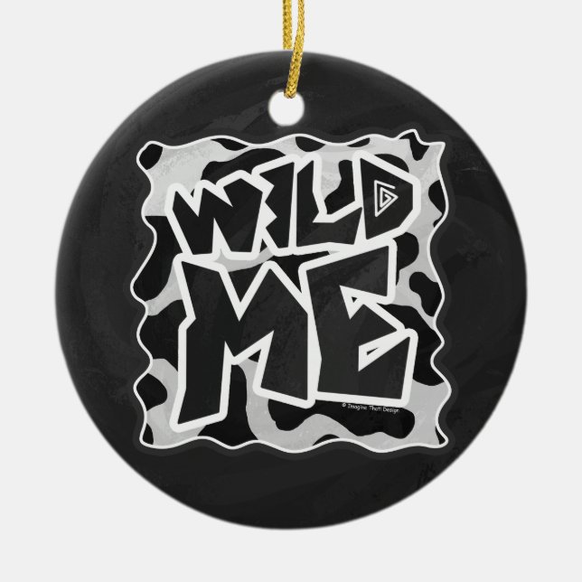 Wild Me Kuh schwarz und weiß Keramikornament (Vorne)
