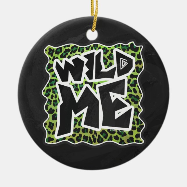Wild Me Leopard Black and Green Design Keramikornament (Vorne)