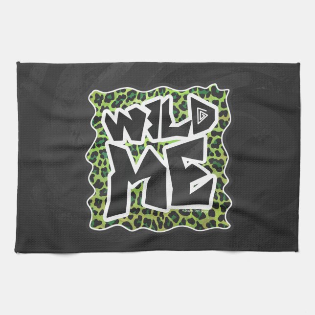 Wild Me Leopard Black and Green Design Küchentuch (Horizontal)