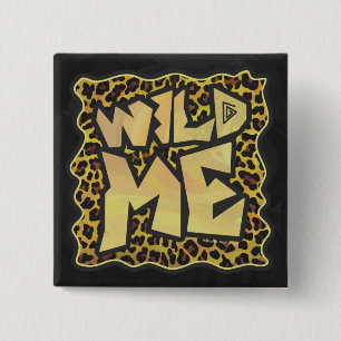 Wild Me Leopard Brown und Gelb Print Button