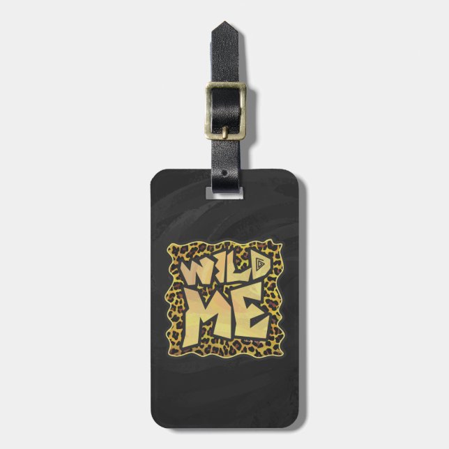 Wild Me Leopard Brown und Gelb Print Gepäckanhänger (Vorderseite vertikal)