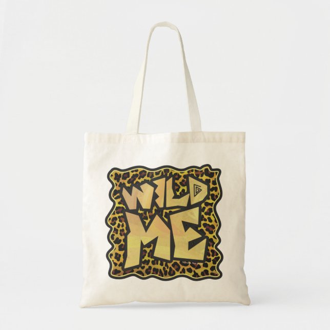 Wild Me Leopard Brown und Gelb Print Tragetasche (Vorne)