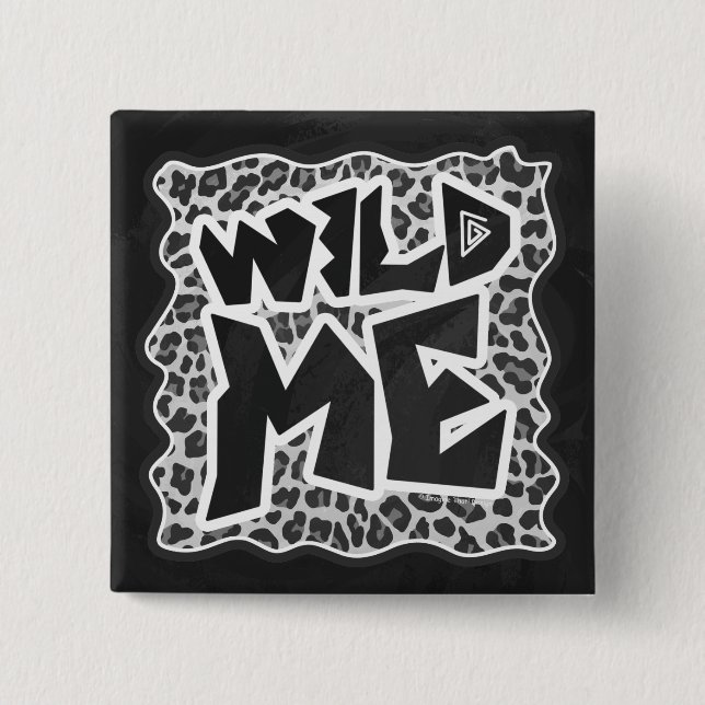 Wild Me Leopard Weiß und Schwarz Button (Vorderseite)
