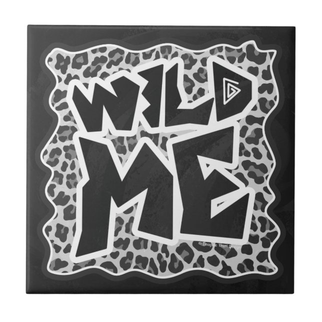 Wild Me Leopard Weiß und Schwarz Fliese (Vorderseite)