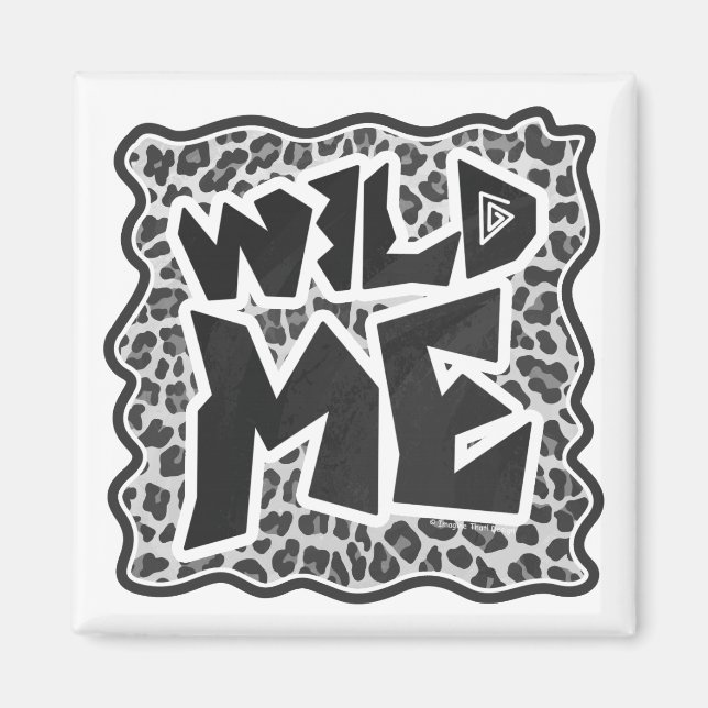 Wild Me Leopard Weiß und Schwarz Magnet (Vorne)