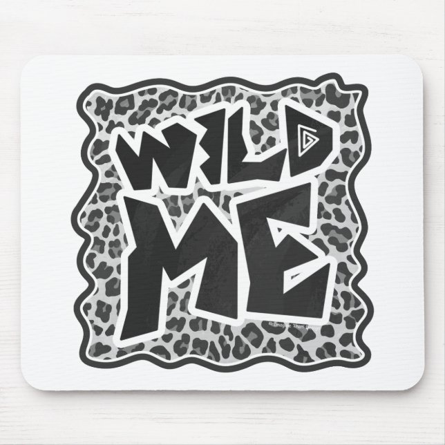 Wild Me Leopard Weiß und Schwarz Mousepad (Vorne)