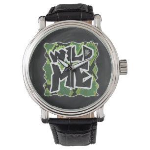 Wild Me Schlange Schwarz und Grün Armbanduhr