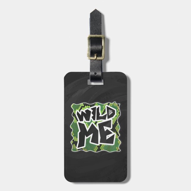 Wild Me Schlange Schwarz und Grün Gepäckanhänger (Vorderseite vertikal)