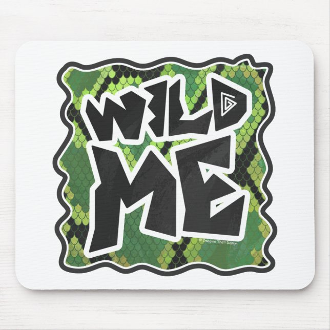 Wild Me Schlange Schwarz und Grün Mousepad (Vorne)