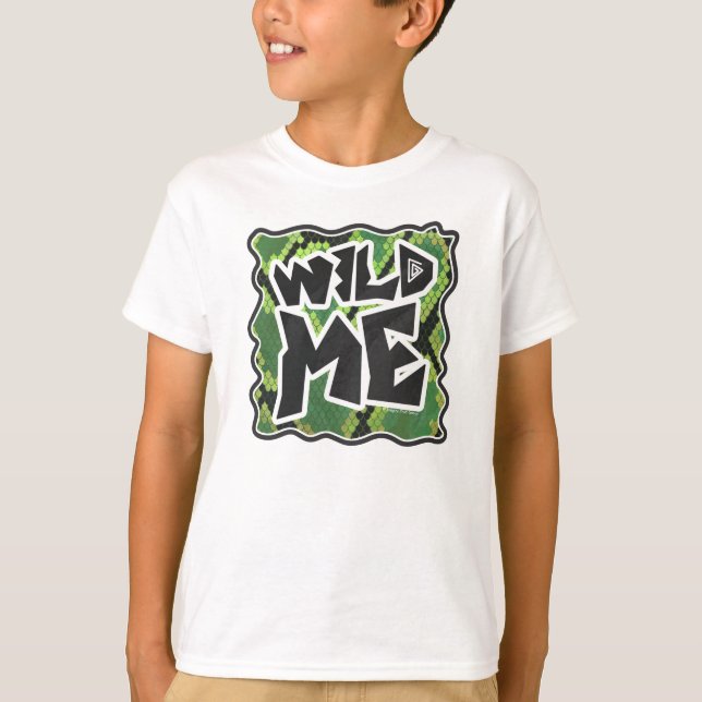 Wild Me Schlange Schwarz und Grün T-Shirt (Vorderseite)