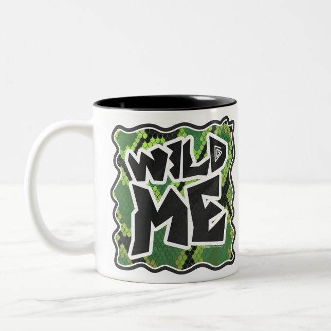 Wild Me Schlange Schwarz und Grün Zweifarbige Tasse (Links)