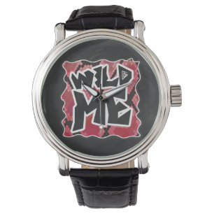 Wild Me Schlange Schwarz und Rot Print Armbanduhr