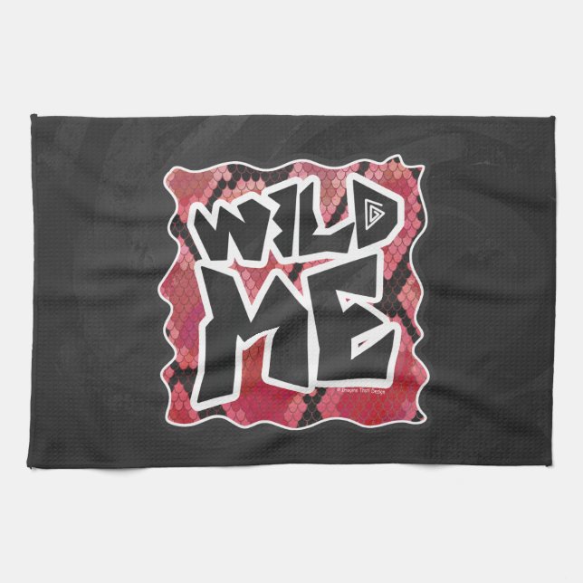Wild Me Schlange Schwarz und Rot Print Handtuch (Horizontal)