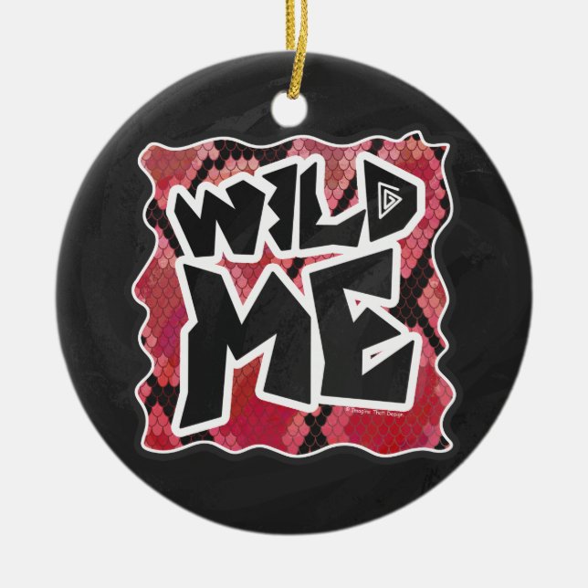 Wild Me Schlange Schwarz und Rot Print Keramik Ornament (Vorne)