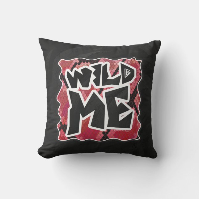 Wild Me Schlange Schwarz und Rot Print Kissen (Vorderseite)