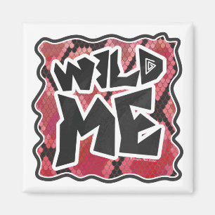Wild Me Schlange Schwarz und Rot Print Magnet