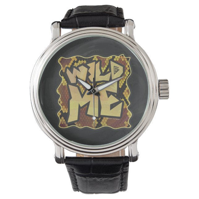 Wild Me Snake Brown and Gold Print Armbanduhr (Vorderseite)