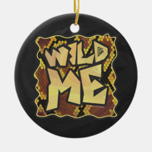 Wild Me Snake Brown and Gold Print Keramik Ornament