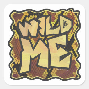 Wild Me Snake Brown and Gold Print Quadratischer Aufkleber