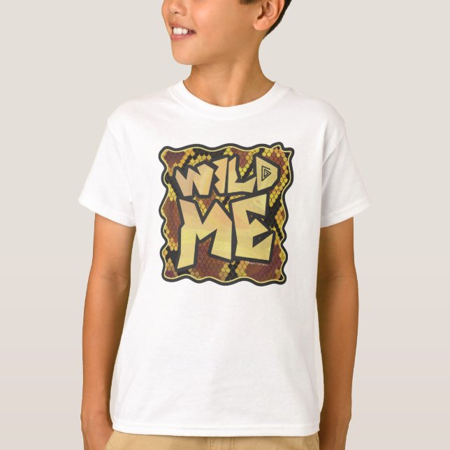 Wild Me Snake Brown and Gold Print T-Shirt (Vorderseite)