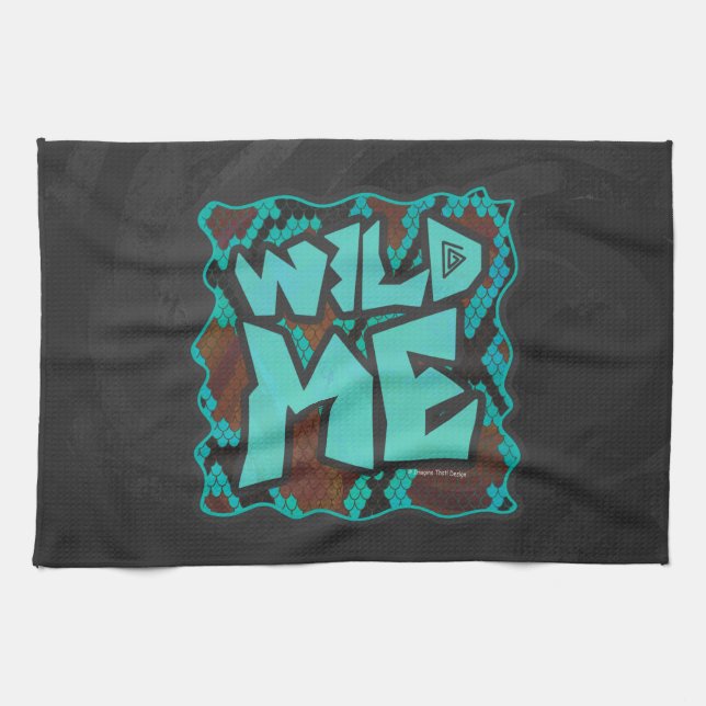 Wild Me Snake Brown und Aquamarin Print Küchentuch (Horizontal)